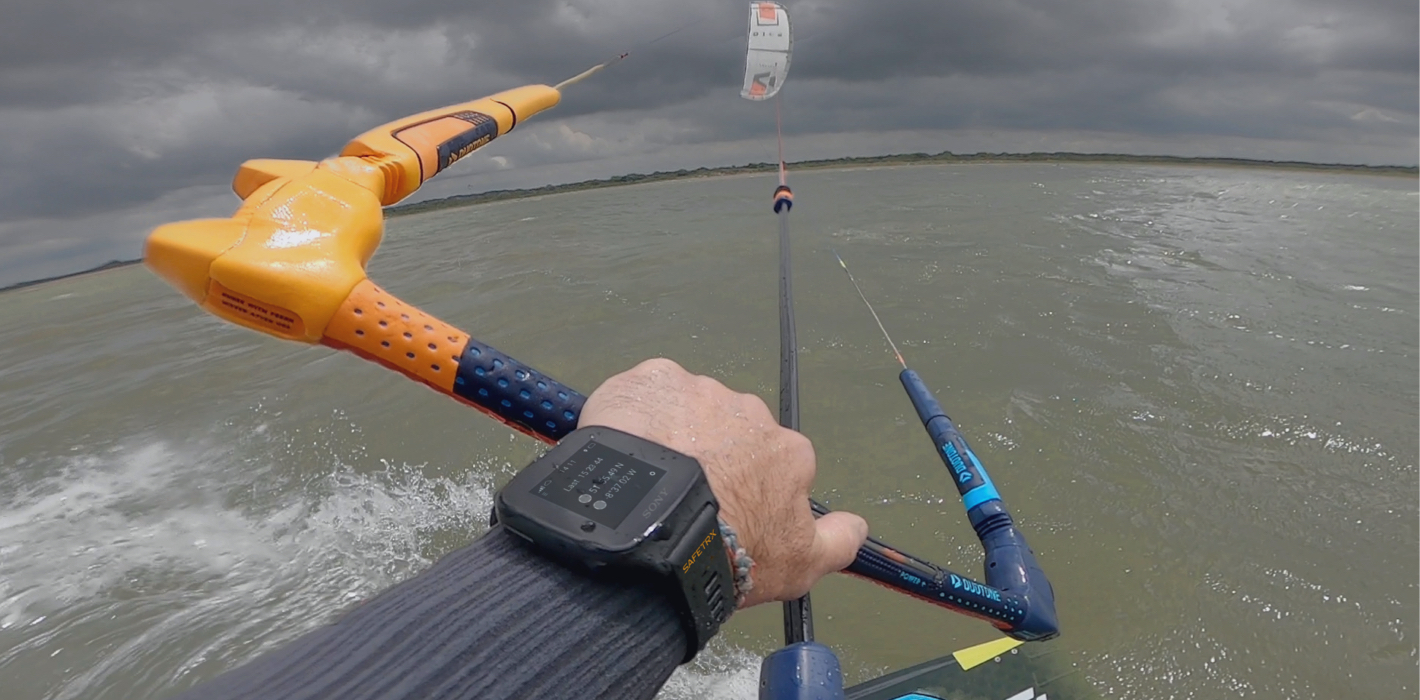 Kitesurfing wearing safetrx wearable